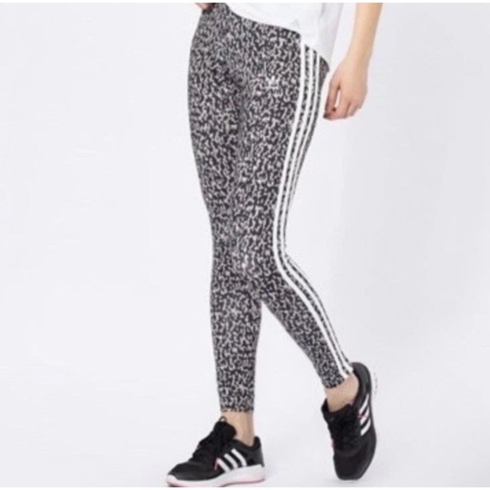 Adidas Originals Women’s Leggings S Animal Print Cheetah 3-Stripes Logo